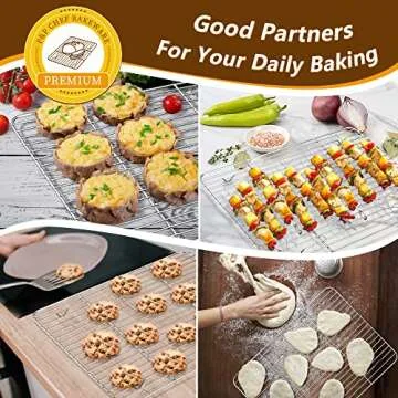 P&P CHEF Stainless Steel Baking Sheet with Rack Set (2 Pans+ 2 Racks), Cookie Sheets Pans Baking Trays and Cooling Wire Racks, Oven & Dishwasher Safe, 4 Pcs, 16 Inch