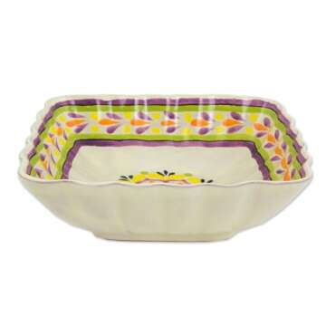 NOVICA Multicolor Ceramic Serving Bowl, Artisan Crafted