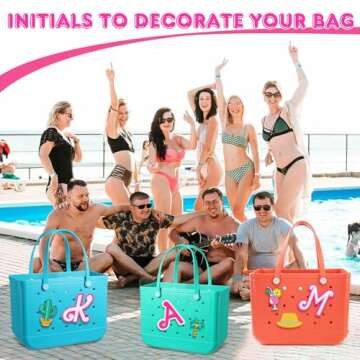 AIERSA Letter Charms for Bogg Bag A-Z, 2Pcs Alphabet Charm Accessories for Bogg Bag for Simply Southern Bag Original All Models, Silicone Insert Decorative Letterring Attachments for Beach Tote Bags