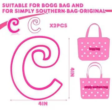 AIERSA Letter Charms for Bogg Bag A-Z, 2Pcs Alphabet Charm Accessories for Bogg Bag for Simply Southern Bag Original All Models, Silicone Insert Decorative Letterring Attachments for Beach Tote Bags