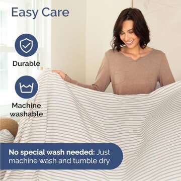 Queen Size 4 Piece Sheet Set - Comfy Breathable & Cooling Bed Sheets Set - Hotel Luxury Bedding for Women, Men, Kids & Teens - Deep Pockets, Easy-Fit, Soft & Wrinkle Free - Oeko-Tex - Beige Stripes