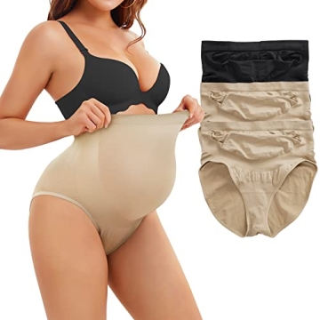 JOSERGO Women's Seamless Maternity Underwear Over Bump Belly Support Pregnancy Panties Hi-Waisted Sh...