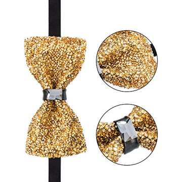 2 Pieces Rhinestone Bow Ties Banquet Bowties Men's Pre-tied Bow Ties for Wedding and Parties (Gold and Silver)