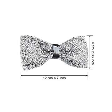 2 Pieces Rhinestone Bow Ties Banquet Bowties Men's Pre-tied Bow Ties for Wedding and Parties (Gold and Silver)