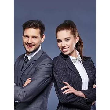 2 Pieces Rhinestone Bow Ties Banquet Bowties Men's Pre-tied Bow Ties for Wedding and Parties (Gold and Silver)