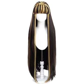 Artjosy Anime High School Cosplay Wigs for Women Long Straight Yellow Highlighted Synthetic Wigs wit...