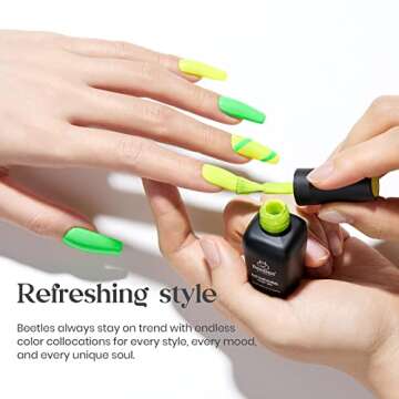 Beetles Gel Nail Polish Set, Nails Gel Halloween Orange Hot Pink Blue Yellow Green Purple Gel Polish 6 Colors Soak Off Uv Led Gel Nail Kit Nails Nail Art Manicure