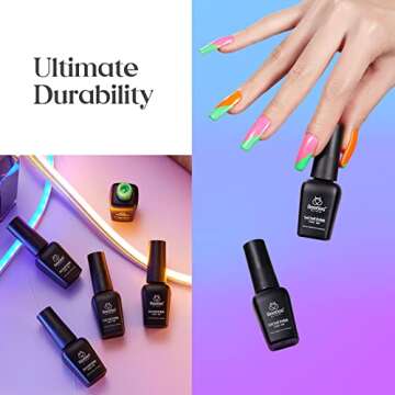 Beetles Gel Nail Polish Set, Nails Gel Halloween Orange Hot Pink Blue Yellow Green Purple Gel Polish 6 Colors Soak Off Uv Led Gel Nail Kit Nails Nail Art Manicure