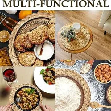 LUDAMI Woven Placemats Set of 6-100% Water Hyacinth Round Placemats - Non-Slip and Heat Resistant Rattan Placemats - Perfect Mats for Indoor Outdoor.