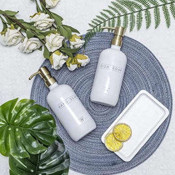 Janxin Stylish Glass Soap Dispenser Set for Kitchen & Bathroom