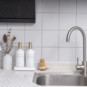 Janxin Stylish Glass Soap Dispenser Set for Kitchen & Bathroom