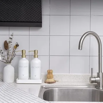 Janxin Stylish Glass Soap Dispenser Set for Kitchen & Bathroom