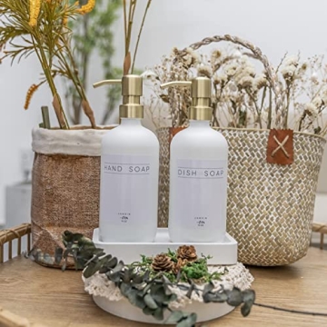 Janxin Stylish Glass Soap Dispenser Set for Kitchen & Bathroom