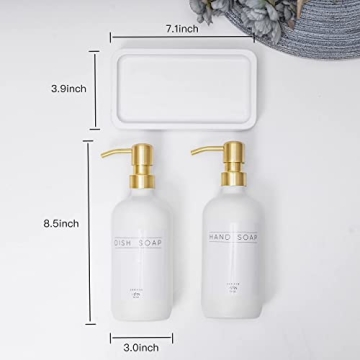 Janxin Stylish Glass Soap Dispenser Set for Kitchen & Bathroom