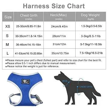 Puppy Harness and Leash Set- XS and Small Dog Harness- Soft Mesh Halter- Adjustable Reflective Teacup Dog Harness- No Pull No Choke (XS, Blue)