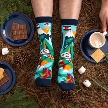 Lavley Funny Socks for Outdoor Activities Lovers and More - Novelty Gifts for Men, Women, and Teens (US, Alpha, One Size, Regular, Regular, Camp More Worry Less)