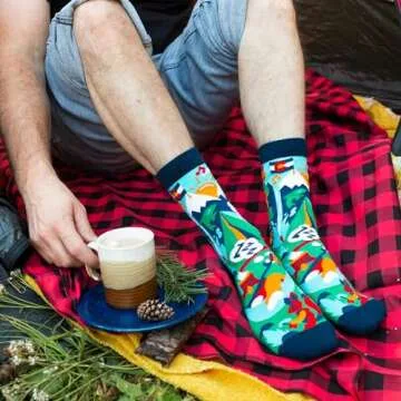 Lavley Funny Socks for Outdoor Activities Lovers and More - Novelty Gifts for Men, Women, and Teens (US, Alpha, One Size, Regular, Regular, Camp More Worry Less)