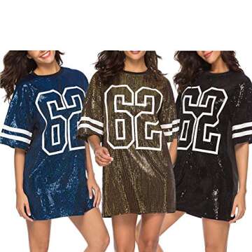 PORRCEY Juniors Short Sleeve Sequin Funny Dress Shirts (18636,Blue,L)