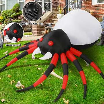 GOOSH 8 FT Width Halloween Inflatable Spider Outdoor Decoration with Magic Light, Blow Up Yard Inflatables Holiday Inflatables for Outdoor Yard Garden Lawn Decor