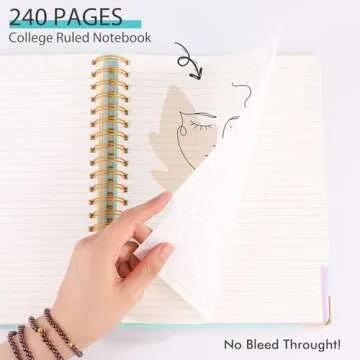 Huhuhero 5 Subject Notebook with Dividers, 240 Pages Pink Spiral Journal College Ruled, B5 Aesthetic Writing Journals for Women, Hardcover Notebooks for Work Note Taking, College Essentials