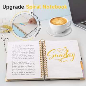 Huhuhero 5 Subject Notebook with Dividers, 240 Pages Pink Spiral Journal College Ruled, B5 Aesthetic Writing Journals for Women, Hardcover Notebooks for Work Note Taking, College Essentials