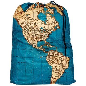 Kikkerland Travel-Size Laundry Bag with World Map Design