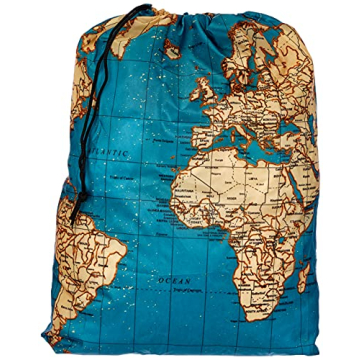 Kikkerland Travel-Size Laundry Bag with World Map Design