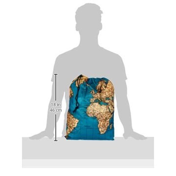 Kikkerland Travel-Size Laundry Bag with World Map Design
