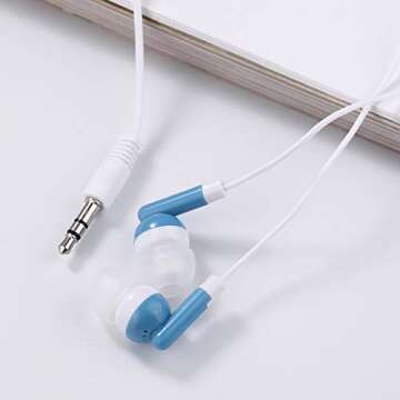 CN-Outlet Kids Bulk Earbud Headphones 50 Pack Multi Colored, Individually Bagged, Wholesale Disposable Earphones Perfect for School Classroom Libraries Students (50Mixed)