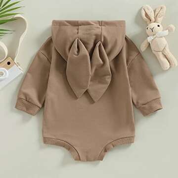 Amiblvowa Newborn Baby Girl Boy Easter Outfit Rabbit Ear Hoodie Romper Oversized Sweatshirt Bodysuit...