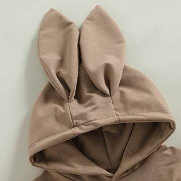 Amiblvowa Rabbit Ear Hoodie Romper for Infants 0-24 Months