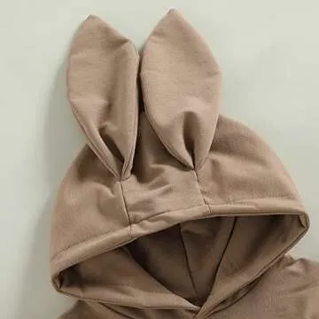 Amiblvowa Rabbit Ear Hoodie Romper for Infants 0-24 Months
