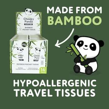 The Cheeky Panda Bamboo Facial Tissue | 14 x Plastic Free Travel Tissue Packs | 140 Super Soft Pocket Tissues