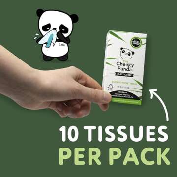 The Cheeky Panda Bamboo Facial Tissue | 14 x Plastic Free Travel Tissue Packs | 140 Super Soft Pocket Tissues