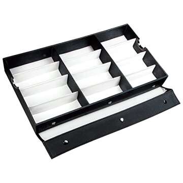 Ikee Design Large 12 Slot Eyewear Storage Organizer Tray Display Case Holder, Multiple Glasses Case Box Eyewear Glasses Storage for Sunglasses, Eyeglasses, Watches and Jewelry 19 W x 10 D x 2 1/4 H in