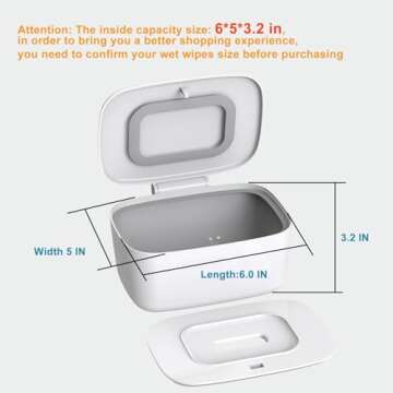 Zdolmy Wipes Dispenser, Wipe Holder for Baby, Refillable Wipe Container, Portable Press to Open, Non-Slip, No Warmer Function, White