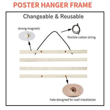 HOMIEVAR 18×24 18×36 Frame,Magnetic Wood Poster Hanger Frame for Photo Picture Canvas Print Movie ...