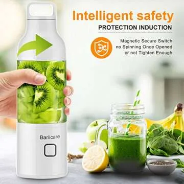 Portable Blender, [Updated 2020 Version] Bariicare Smoothie Blender with 4 Blades, 20 oz Travel Fruit Mixer Machine, 4000 mAh USB Rechargeable Ice Blender Mixer for Home, Office, Sports, Outdoors