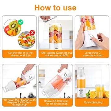 Portable Blender, [Updated 2020 Version] Bariicare Smoothie Blender with 4 Blades, 20 oz Travel Fruit Mixer Machine, 4000 mAh USB Rechargeable Ice Blender Mixer for Home, Office, Sports, Outdoors