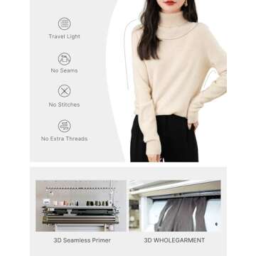Chanyarn Women's Cashmere Long Sleeve Sweater 2024 Fall Winter Seamless Knit Turtleneck Pullover Warm Soft 100% Merino Wool Sweater (Caramel,L)