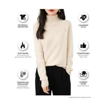 Chanyarn Women's Cashmere Long Sleeve Sweater 2024 Fall Winter Seamless Knit Turtleneck Pullover Warm Soft 100% Merino Wool Sweater (Caramel,L)