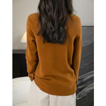 Chanyarn Women's Cashmere Long Sleeve Sweater 2024 Fall Winter Seamless Knit Turtleneck Pullover Warm Soft 100% Merino Wool Sweater (Caramel,L)