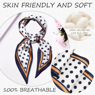 QIUTIMIY Silk Like Scarf Women's Fashion Accessory Dots Blue