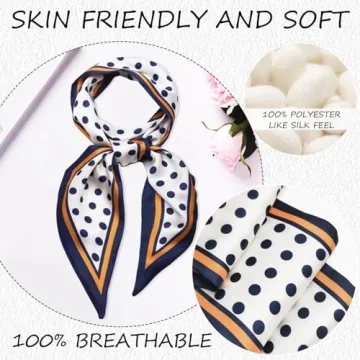 QIUTIMIY Silk Like Scarf Women's Fashion Accessory Dots Blue