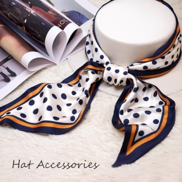 QIUTIMIY Silk Like Scarf Women's Fashion Accessory Dots Blue