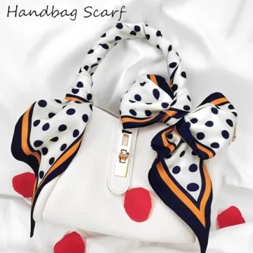 QIUTIMIY Silk Like Scarf Women's Fashion Accessory Dots Blue