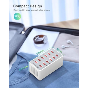 12-Port USB Charging Station Fast Safe Multi-Device Charger