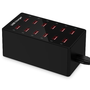 12-Port USB Charging Station Fast Safe Multi-Device Charger