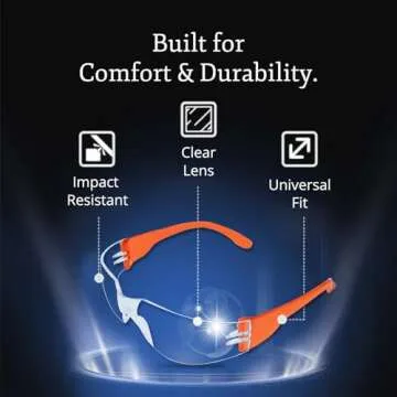 Aqulius 24 Bulk Safety Glasses for Men & Women - ANSI Z78.1 Certified - Scratch/Impact Resistant Crystal Clear Eye Protection Glasses for Construction, Shooting & More (6 Colors) - Safety Goggles