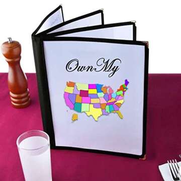 OwnMy 2PCS 8.5 x 11 Inch Menu Covers, 4 Page 8 View Transparent Restaurant Menu Covers Book with Lea...